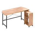 **Technische titel in het Nederlands: Moderne houten bureau met metalen onderstel en open opbergmodule**