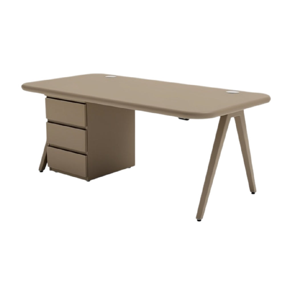 **Technische titel in het Nederlands: Moderne bureau met drie lades en minimalistisch ontwerp**