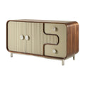**Technische titel in het Nederlands: Retro dressoir met gestructureerde deuren en ronde knoppen**