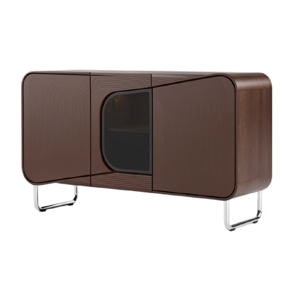 **Technische Titel in het Nederlands: Moderne houten kast met afgeronde hoeken en metalen poten**
