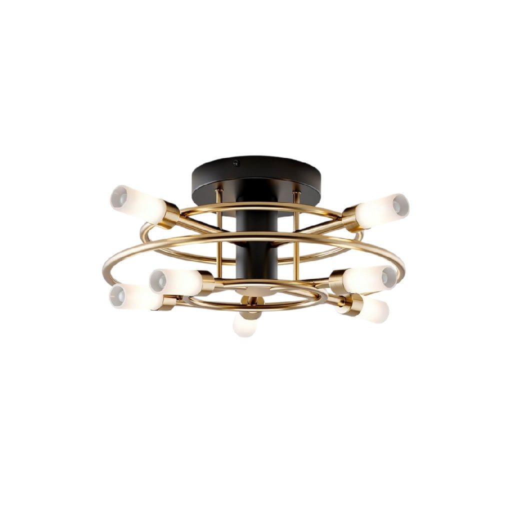Technische titel in het Nederlands: **Moderne plafondlamp met gouden en zwarte afwerking, 9 lichtbronnen**