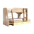 **Technische titel in het Nederlands: Multifunctioneel stapelbed met opbergruimte in naturel hout**
