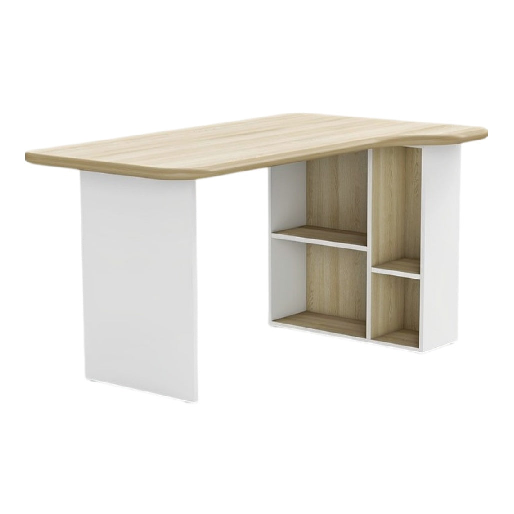 **Technische titel in het Nederlands: Moderne L-vormige bureau met opbergrekken**